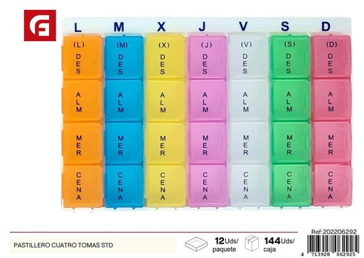 [202206292] Pastillero cuatro tomas estándar para medicación