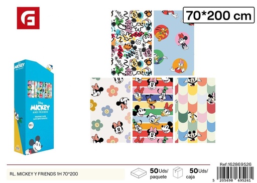 [162869526] Papel de regalo Mickey y Friends 70x200cm para envoltura de regalos