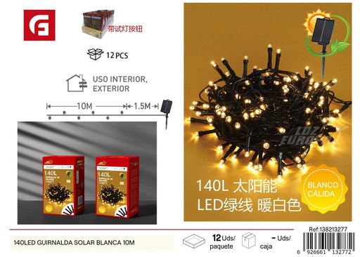 [138213277] Gurinalda solar blanca de 10 metros con 140 LED - Decoración navideña