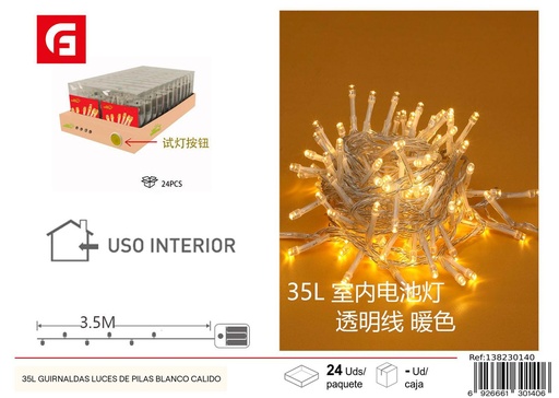 [138230140] Guirnalda de pilas cálido 35L - Decoración navideña
