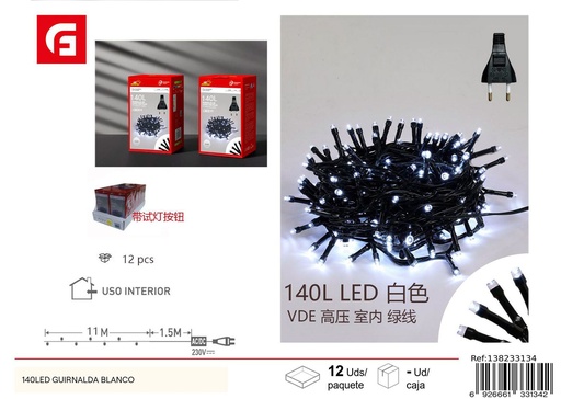 [138233134] Guirnalda LED blanca 140L - Iluminación navideña