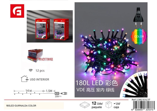 [138233137] Guirnalda de Navidad LED 180 con control remoto para decoración