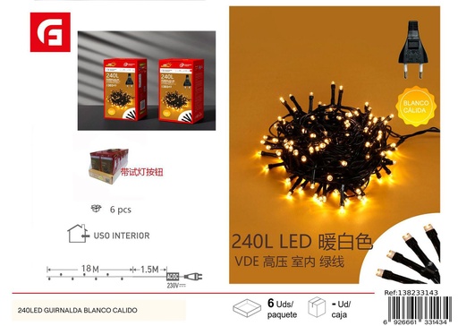 [138233143] Guirnalda de luces blanco cálido 240LED para decoración