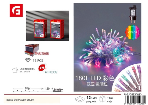 [138235015] Guirnalda de luces navideñas 180LED 10M para exterior