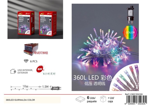 [138235030] Guirnalda de luces LED de 360L 18M - Decoración navideña