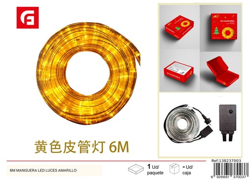 [138237003] Manguera LED luces amarillo 6m para decoración navideña