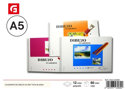 [150143089] Cuaderno de dibujo A5 20H tapa blanda - Material escolar