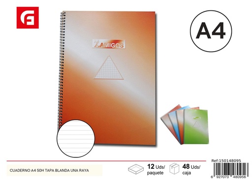 [150148095] Cuaderno A4 50 hojas rayadas - Papelería