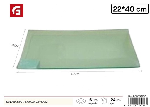 [203018192] Bandeja rectangular de vidrio 22*40cm - Cristalería