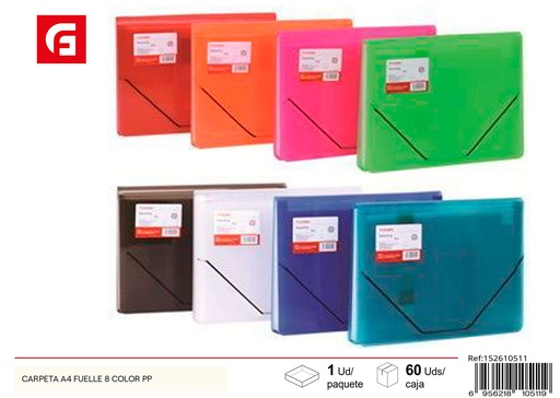 [152610511] Carpeta A4 fuelle 8 colores PP - Material de oficina y archivadores
