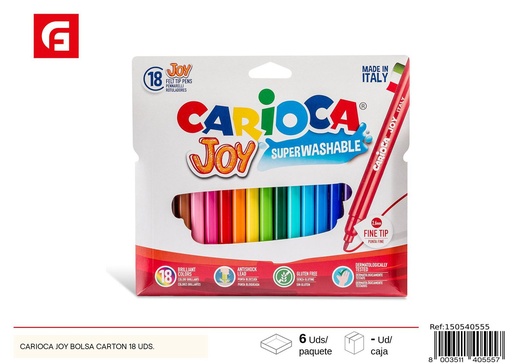 [A003913] Marcadores de colores Carioca Joy bolsa cartón 18 uds - Material escolar y de arte