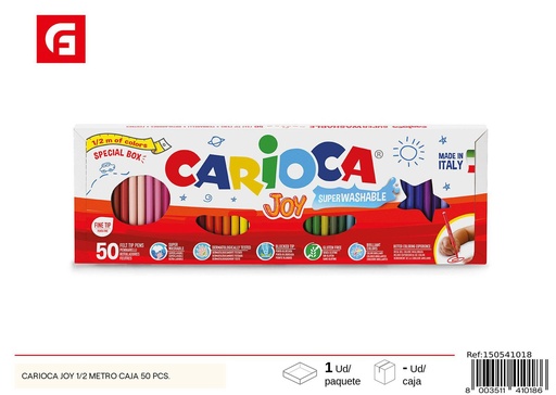 [150541018] Marcadores acuarelables Carioca Joy 1/2 metro caja 50 pcs - Material escolar