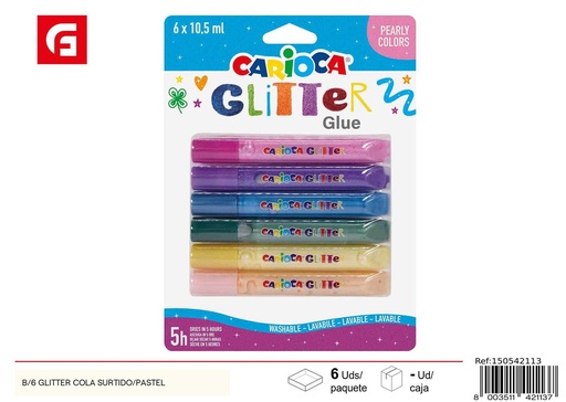 [150542113] Cola glitter surtido/pastel b/6 para manualidades y decoración