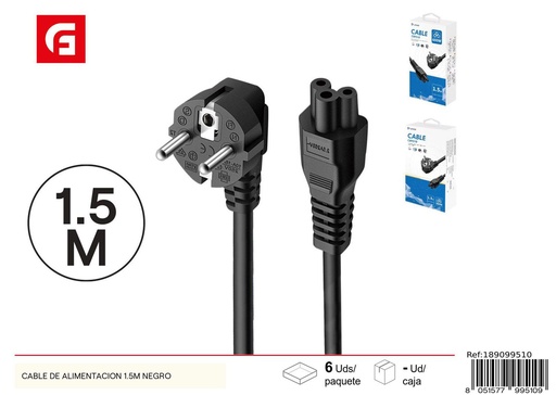 [189099510] Cable de alimentación 1.5m negro - Suministros eléctricos