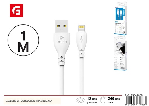 [189041808] Cable de datos redondo Apple blanco para dispositivos