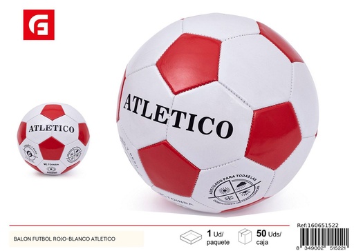 [160651522] Balón de fútbol rojo-blanco Atlético - Juguetes deportivos