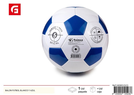 [160651523] Balón de fútbol blanco y azul - Juguetes deportivos