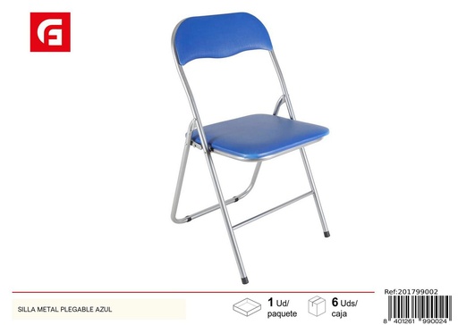 [201799002] Silla metálica plegable azul para eventos y exteriores