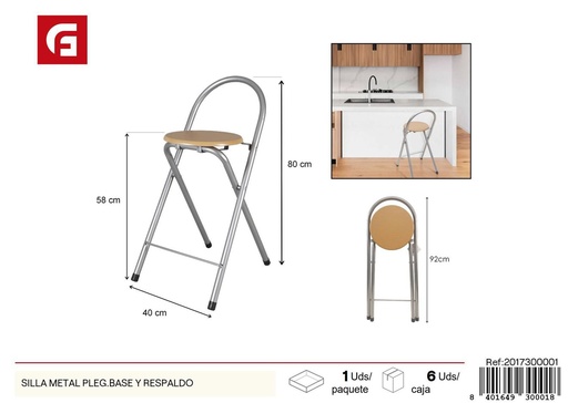 [LB164930] Silla plegable de metal con respaldo - Artículos de decoración