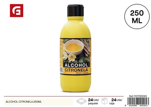 [110700095] Alcohol de citronela 250ml para cuidado personal y desinfección