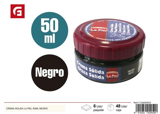 [113600959] Crema sólida para cuero 50ml negro para cuidado de calzado