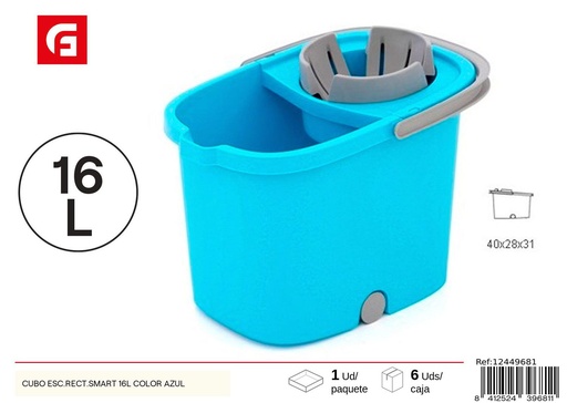 [12449681] Cubo de escurrir rectangular 16L color azul - Accesorios de limpieza