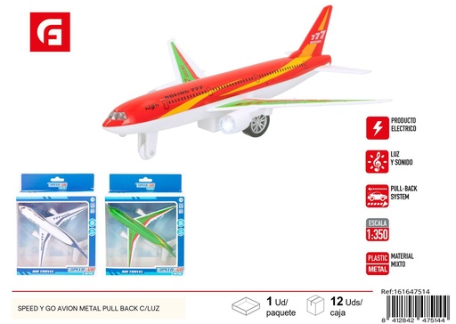 [161647514] Avión metálico Speed y Go - Juguetes de metal