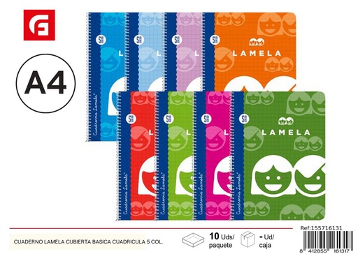 [A001944] Cuaderno Lamela cuadrícula 5 col. - Papelería