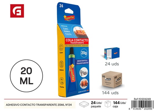[A002474] Adhesivo transparente 20 ml Nº 24 - Pegamento de contacto