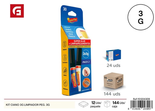 [A002479] Kit ciano 3G + limpiador de pegamento 3G - Manualidades