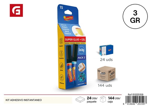 [A002486] Kit adhesivo instantáneo 2*3G - Manualidades
