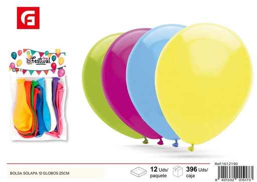 [1612190] Bolsa de 12 globos 25cm - Globos de fiesta