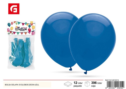 [161201815] Bolsa de globos 12pcs 25cm color azul - Globos de fiesta