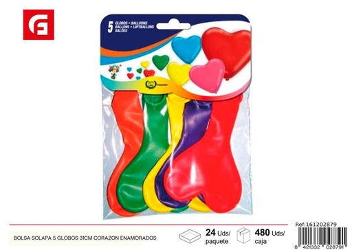 [161202879] Bolsa de 5 globos de corazón enamorados 31 cm - Artículos de fiesta 