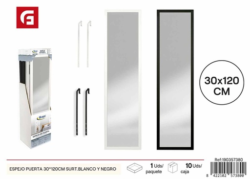 [190357380] Espejo puerta 30x120cm surtido blanco y negro para hogar