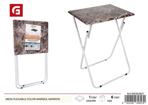 [190364827] Mesa plegable color mármol marrón - Muebles decorativos
