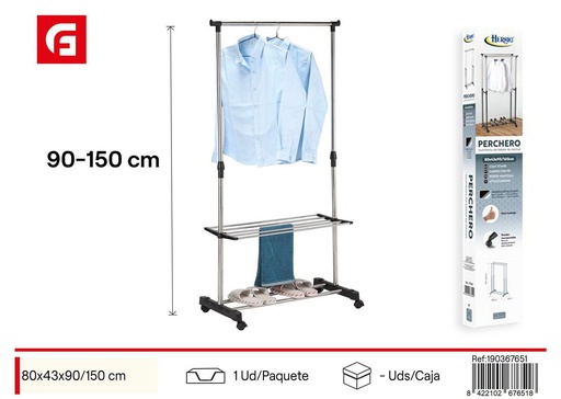 [190367651] Perchero extensible con estante y ruedas - Organización y almacenamiento
