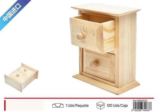 [9660033] Mini cajonera doble de madera - Hogar Decoración