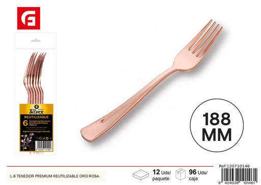 [120710146] Tenedor reutilizable premium oro rosa - Utensilios navideños