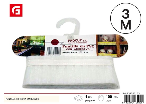 [131201163] Puntilla adhesiva 3m blanca - Material textil hogar