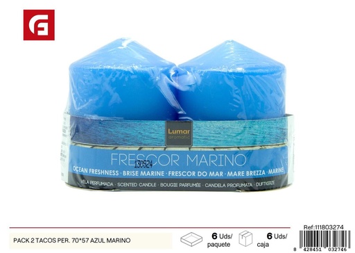 [111803274] Pack 2 velas de cera 70x57mm azul marino