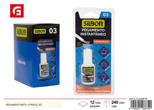[171228874] Pegamento instantáneo con pincel 5g - Manualidades y suministros para bricolaje