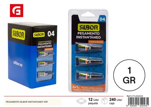 [17124243] Pegamento SILBOR instantáneo 1gr para manualidades