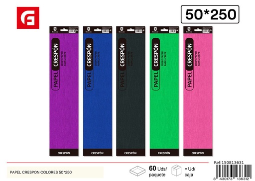 [150813631] Papel crepón colores 50x250 cm - Manualidades y papelería