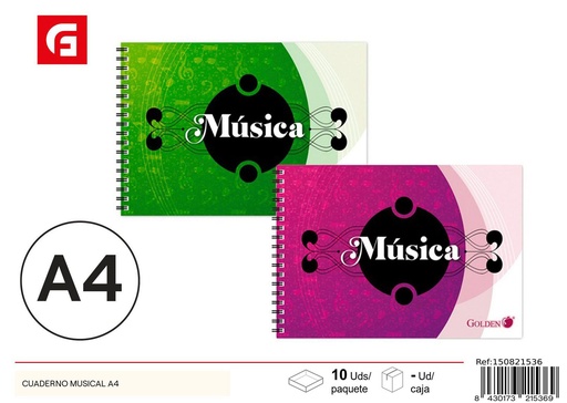 [150821536] Cuaderno musical A4 - Material escolar y notas musicales