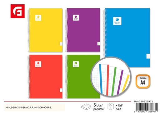 [A001966] Cuaderno T.F A4 100H 90grs - Material escolar