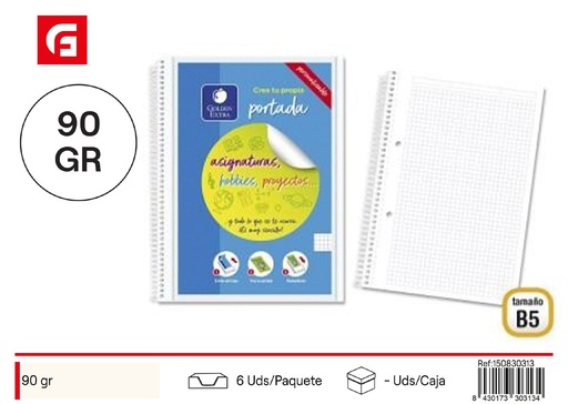 [150830313] Cuaderno T.PERS.B5 80H 90 GR. MICROP. - Papelería escolar