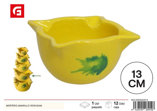 [200926914] Mortero amarillo de cerámica 13 cm - Artículos para fumadores y ceniceros