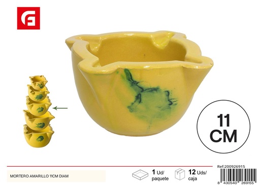 [200926915] Mortero amarillo de cerámica 11 cm - Artículos de fumador y cocina