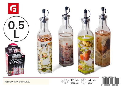 [200936646] Aceitera de cristal Sara 0.5L surtido - Utensilios de cocina y aceiteras